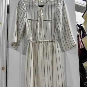 Ciso Cream and Black Striped Long Sleeve Dress
